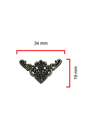 Köşe Süsü Antik 19x35 mm Sandık Kapak ve Kutu 100 Adet
