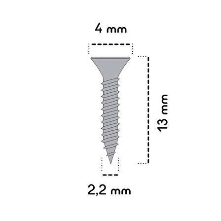 100 Adet 13 mm Mini Hobi Vidası Nikel 100 Adet