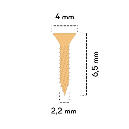 50 ADET SARI 6,5 MM MİNİ AHŞAP MENTEŞE KİLİT HOBİ VİDASI