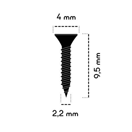 9,5 mm Mini Hobi Vidası Siyah 1000 Adet