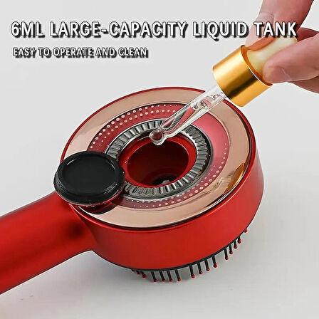 Kırmızı Şarjlı Saç Masaj Tarağı – Titreşimli, Su Geçirmez, Saç Dökülmesine Karşı Masaj Fırçası