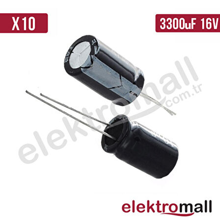 3300 UF 16V Elektrolitik Kondansatör - 10 Adet