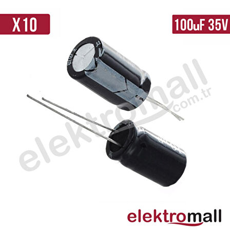 100 UF 35V Elektrolitik Kondansatör - 10 Adet