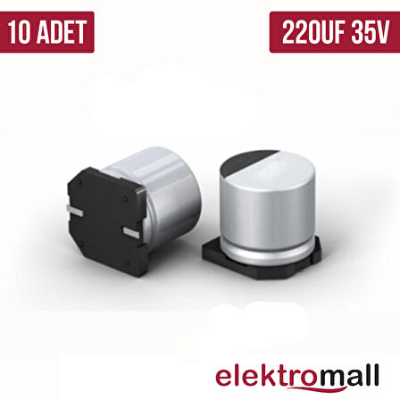 220uF 35V Elektrolitik Kapasitör SMD 8x10.5mm -10 Adet