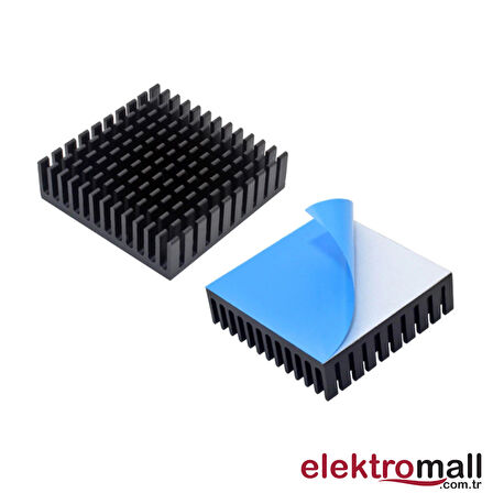 Peltier Uyumlu Alüminyum 4x4cm Soğutucu Siyah Renk Termal Çift Taraflı Bantlı