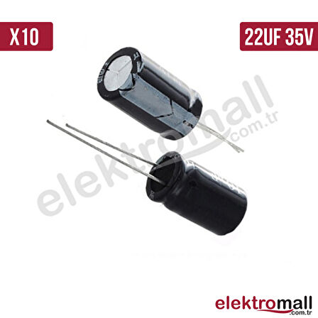 22UF 35V Elektrolitik Kondansatör 5x7mm - 10 Adet