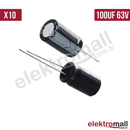 100UF 63V Elektrolitik Kondansatör 8x12mm - 10 Adet