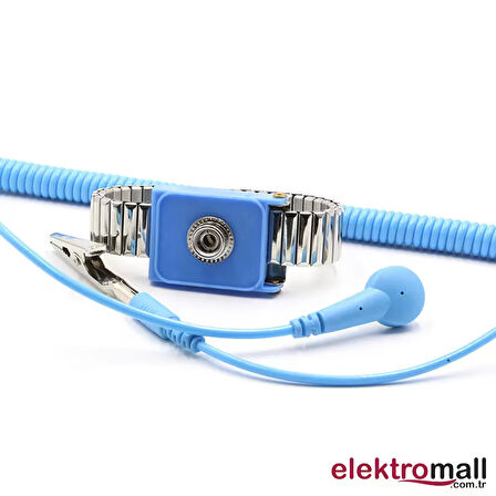 ESD Antistatik Metal Mavi Bileklik Kablolu 2MT