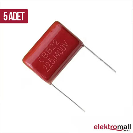 225J 400V, 2200nF 400V, 2.2uF 400V 20mm Damla Tipi Polyester Kondansatör - 5 Adet