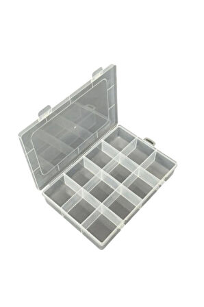 3 ADET - 12 Bölmeli Kolye, Yüzük, Takı Düzenleyici Organizer Plastik Şeffaf Kutu 13x19x3.5cm