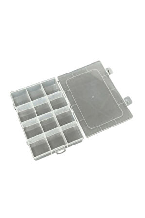 3 ADET - 12 Bölmeli Kolye, Yüzük, Takı Düzenleyici Organizer Plastik Şeffaf Kutu 13x19x3.5cm