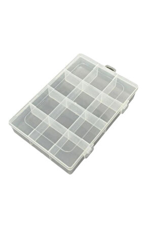 3 ADET - 12 Bölmeli Kolye, Yüzük, Takı Düzenleyici Organizer Plastik Şeffaf Kutu 13x19x3.5cm