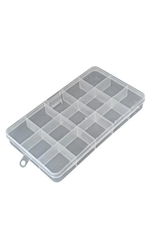 3 ADET - 15 Bölmeli Kolye, Yüzük, Takı Düzenleyici Organizer Plastik Şeffaf Kutu 10x17x2cm