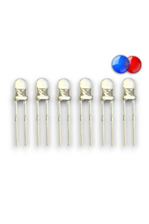 3mm R-B Kırmızı - Mavi Flaşör Led - 100 Adet