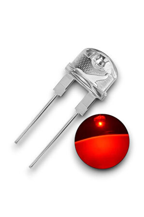 8mm Kırmızı Mantar Şeffaf Led - 50 Adet