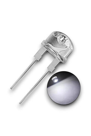 8mm Beyaz Mantar Şeffaf Led - 50 Adet