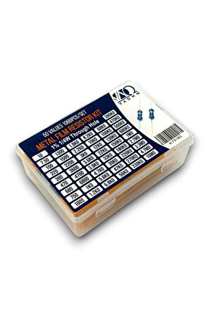 Metal Film Direnç Seti 50 Çeşit 1000 Parça Dip 1/4 Direnç %1