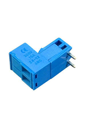 10 ADET - 2 PİN 5.08mm 90 Derece Geçmeli Mavi Takım Klemens
