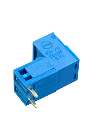 10 ADET - 2 PİN 5.08mm 90 Derece Geçmeli Mavi Takım Klemens
