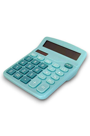 DX-837B Güneş Enerjili ve Pilli Turkuaz Hesap Makinesi 12 Haneli