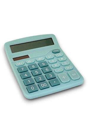 DX-837B Güneş Enerjili ve Pilli Turkuaz Hesap Makinesi 12 Haneli