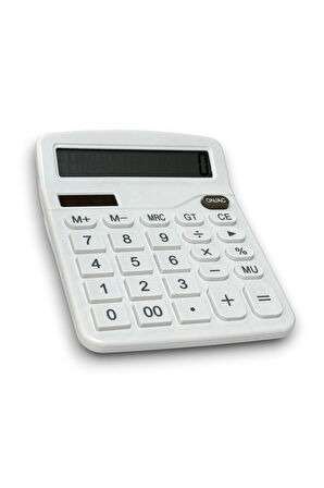 DX-837B Güneş Enerjili ve Pilli Beyaz Hesap Makinesi 12 Haneli