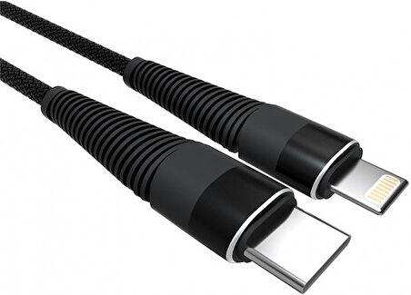 PDAteknoloji Lightning 5A 100 W Örgülü Hızlı Şarj ve Data Kablosu 1 Metre Siyah SZC-01