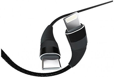 PDAteknoloji Lightning 5A 100 W Örgülü Hızlı Şarj ve Data Kablosu 1 Metre Siyah SZC-01