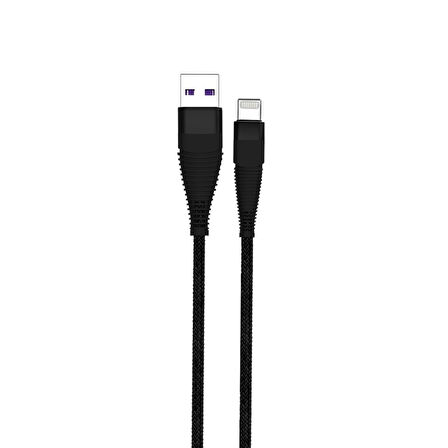 PDAteknoloji Lightning 5A 100 W Örgülü Hızlı Şarj ve Data Kablosu 1 Metre Siyah SZC-01