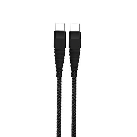 PDAteknoloji Type-C To Type-C PD 5A 100W Örgülü Hızlı Şarj ve Data Kablosu 1 Metre Siyah SZC-10