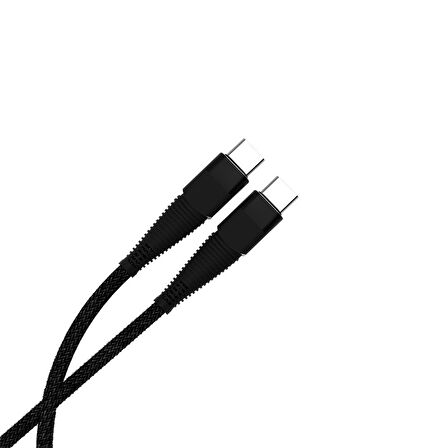 PDAteknoloji Type-C To Type-C PD 5A 100W Örgülü Hızlı Şarj ve Data Kablosu 1 Metre Siyah SZC-10