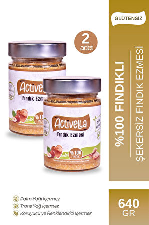 Activella Şekersiz Fındık Ezmesi 320gr %100 Fındıklı X2