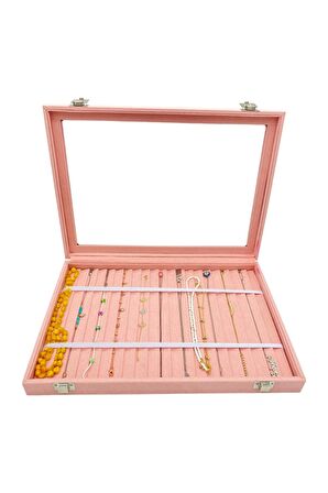 Bileklik Kolye Organizeri Pembe Süet