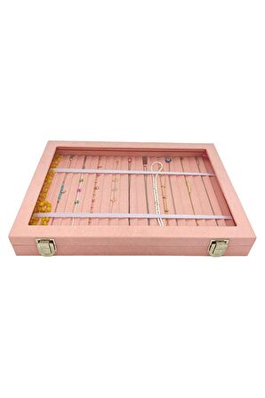 Bileklik Kolye Organizeri Pembe Süet