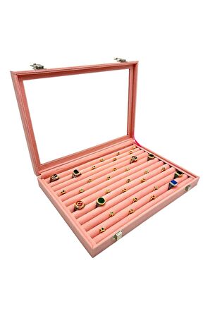 Yüzük ve Koldüğmesi Kutusu Pembe Süet