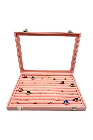 Yüzük ve Koldüğmesi Kutusu Pembe Süet