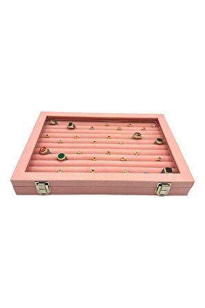 Yüzük ve Koldüğmesi Kutusu Pembe Süet
