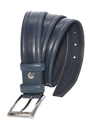 Süzer Deri * 3.5 Cm Klasik Suni Deri Desenli Model Kemer Lacivert