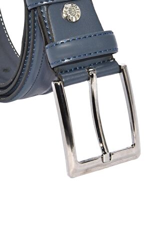 Süzer Deri * 3.5 Cm Klasik Suni Deri Desenli Model Kemer Lacivert