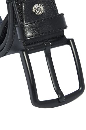 Süzer Deri * 4.5 cm. Spor Suni Deri Dikişli Model Kemer Siyah
