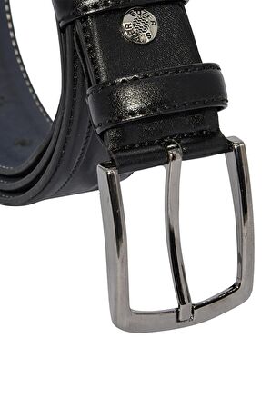 Süzer Deri * 3.5 Cm. Klasik Suni Deri Desenli Model Kemer Siyah