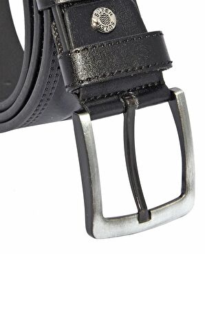 Süzer Deri * 4 Cm. Spor Suni Deri Çift Dikişli Model Kemer Siyah