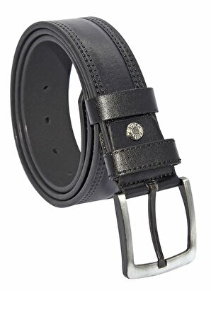 Süzer Deri * 4 Cm. Spor Suni Deri Çift Dikişli Model Kemer Siyah