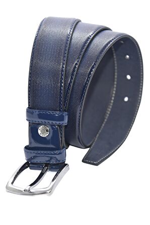 Süzer Deri * 3.5 Cm. Klasik Suni Deri Rugan Kemer Lacivert