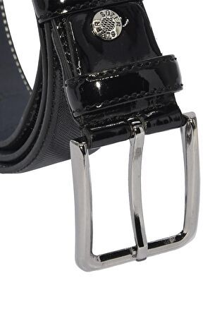 Süzer Deri * 3.5 Cm. Klasik Suni Deri Rugan Kemer Siyah