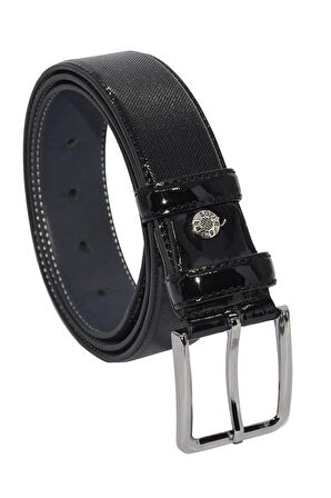 Süzer Deri * 3.5 Cm. Klasik Suni Deri Rugan Kemer Siyah