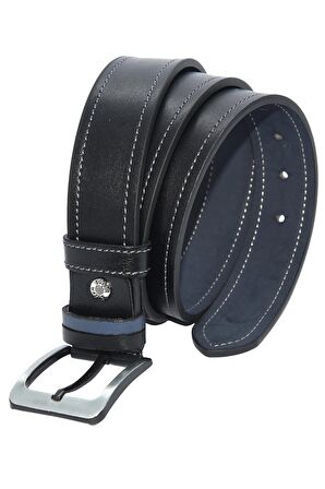 4 Cm. Spor Suni Deri Dikişli Model Kemer Siyah