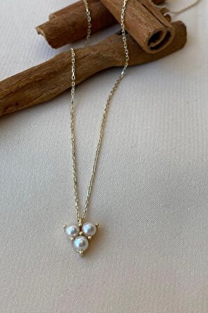 Birinci1926 14 Ayar Altın Kadın Tria Üç İncili Üçgen Set