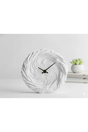 Modern 3D Baskı Dalgalı Duvar/Masa Saati | Sessiz Mekanizma | Tüm Renk Seçenekleri