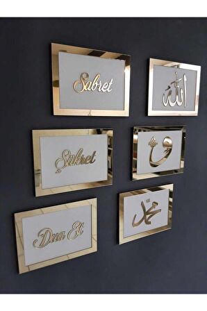 Sabret,şükret,dua Et,allah,muhammet,vav 6 Lı Set